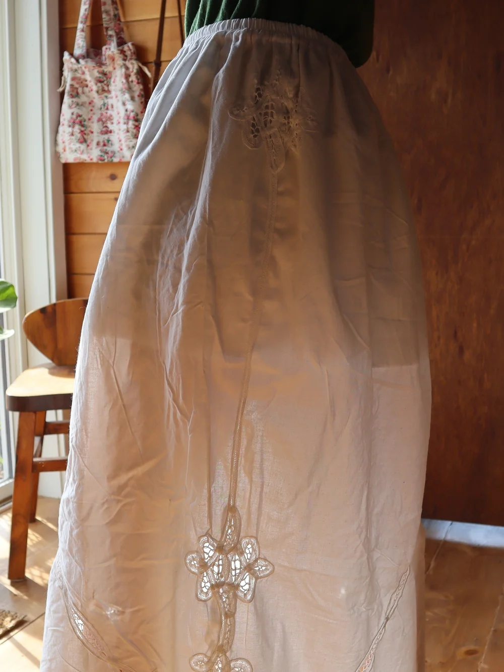 Upcycled Lace Tablecloth Skirt White Embroidered Maxi Skirt M • L • XL - Picture 7 of 12